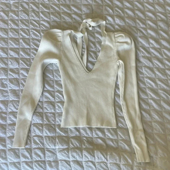 Ronny Kobo Madelina white ribbed sweater top - Picture 6 of 10